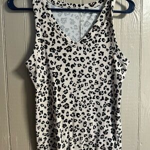 Leopard Print Ribbed Tank Top